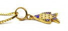 Vakkert lite gullforgylt og emaljert Sterling sølv fisk/ ichtys smykke  thumbnail