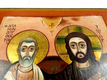 Håndmalt kopi av eldste kjente koptiske Kristus ikon 