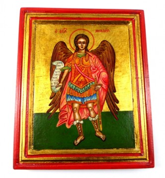 Vakker håndmalt tradisjonell Bysantinsk ikon med Saint Mikael