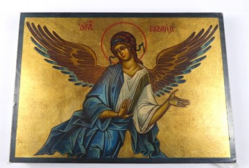 Vakker håndmalt engel ikon,  Budbæreren Engelen Gabriel.