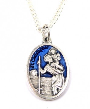 Fin og detaljerik blå emaljert St Christopher medaljong